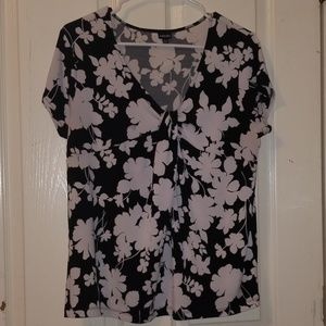 Rafaella Floral Blacl & White Blouse L
